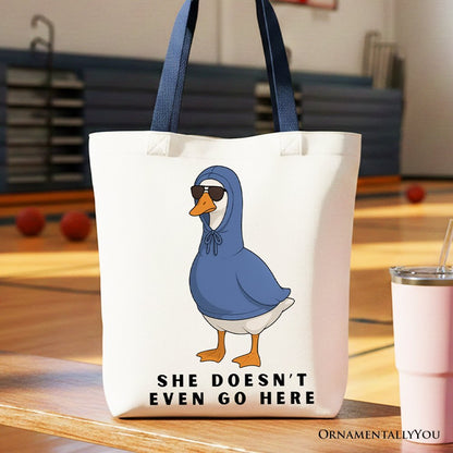 She Doesn’t Even Go Here Silly Goose Canvas Tote Bag, Mean Girls Funny Meme Gift Shopper - Starry Skies Austin