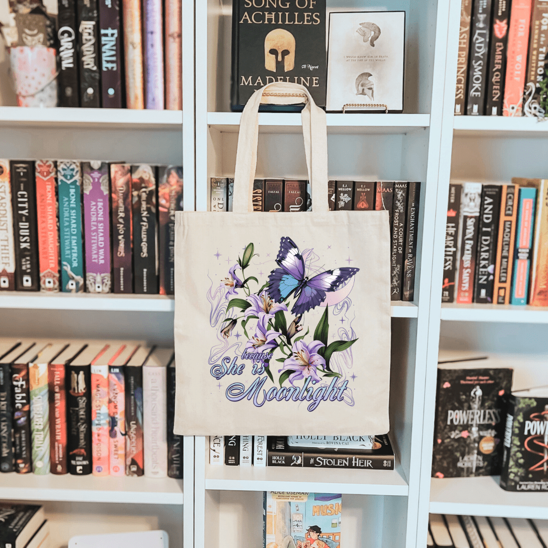 She is Moonlight Sublimated Canvas Tote Bag - Starry Skies Austin