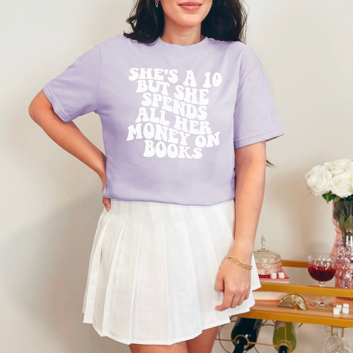 She's a 10 But She Spends All Her Money on Books Comfort Colors Shirt - Starry Skies Austin