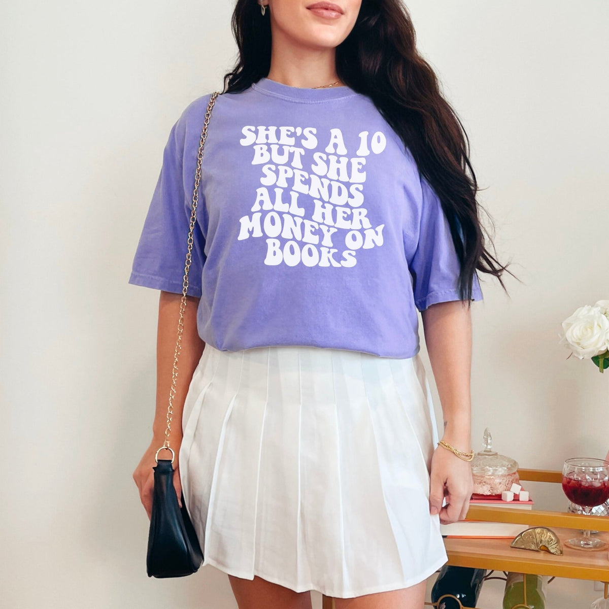 She's a 10 But She Spends All Her Money on Books Comfort Colors Shirt - Starry Skies Austin