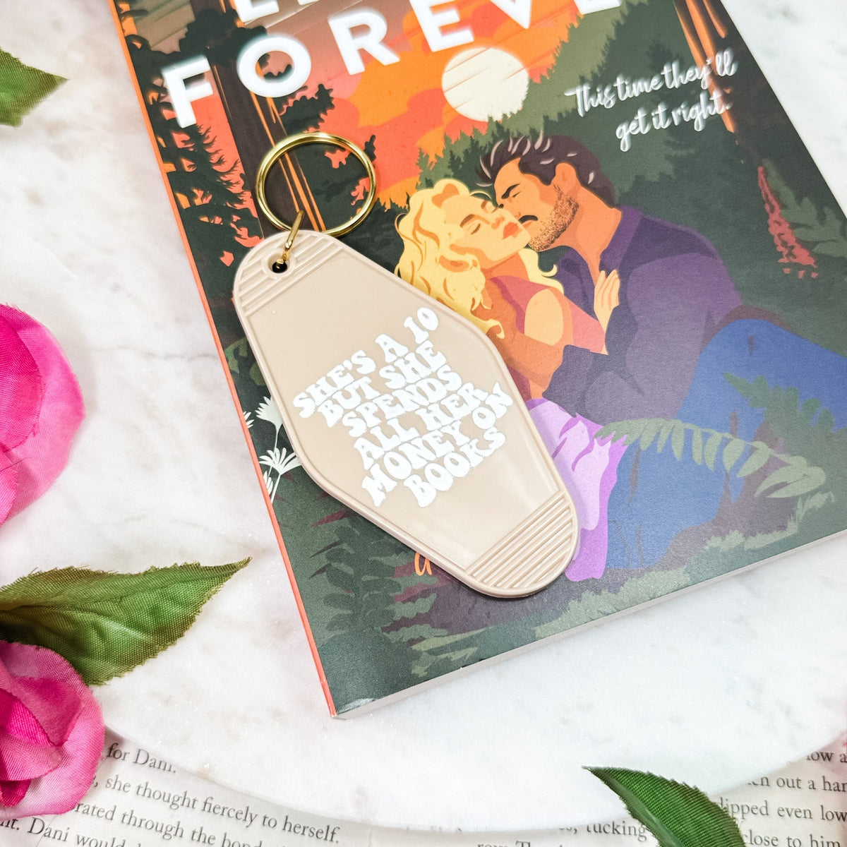 She's a 10 But She Spends All Her Money on Books Motel Keychain - Starry Skies Austin