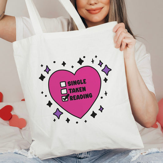 Single, Taken, Reading Canvas Tote Bag - Starry Skies Austin