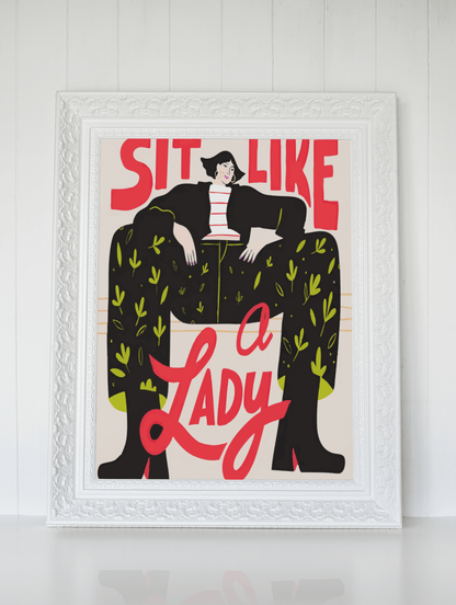 Sit Like A Lady Retro Art Print - Starry Skies Austin