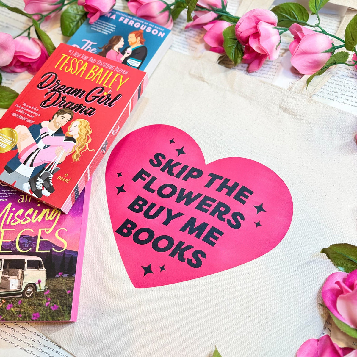 Skip the Flowers Buy Me Books Canvas Tote Bag - Starry Skies Austin