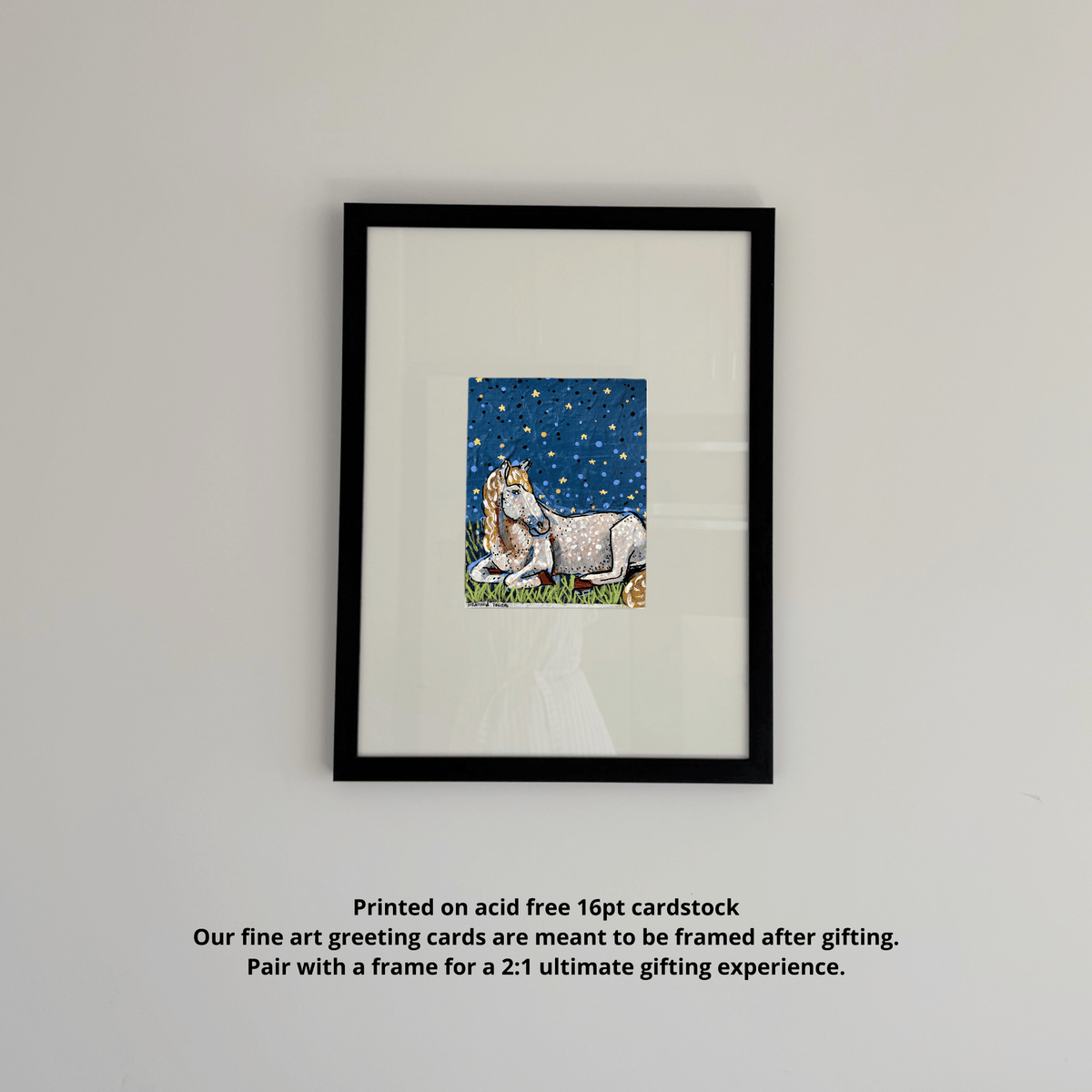 Sleeping Horse Starry Night Fine Art Greeting Card - Starry Skies Austin