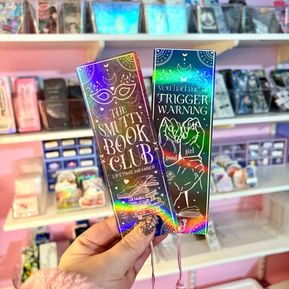 Smutty Book Club Dual-Sided Holographic Laminated Bookmark (pre-tasseled on bottom) - Starry Skies Austin