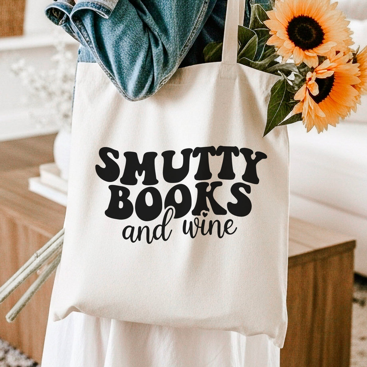 Smutty Books And Wine Canvas Tote Bag - Starry Skies Austin