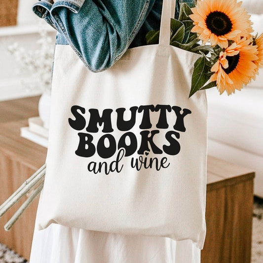 Smutty Books And Wine Canvas Tote Bag - Starry Skies Austin