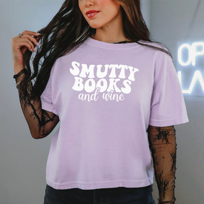 Smutty Books And Wine Heavyweight Boxy Cropped Tee - Starry Skies Austin