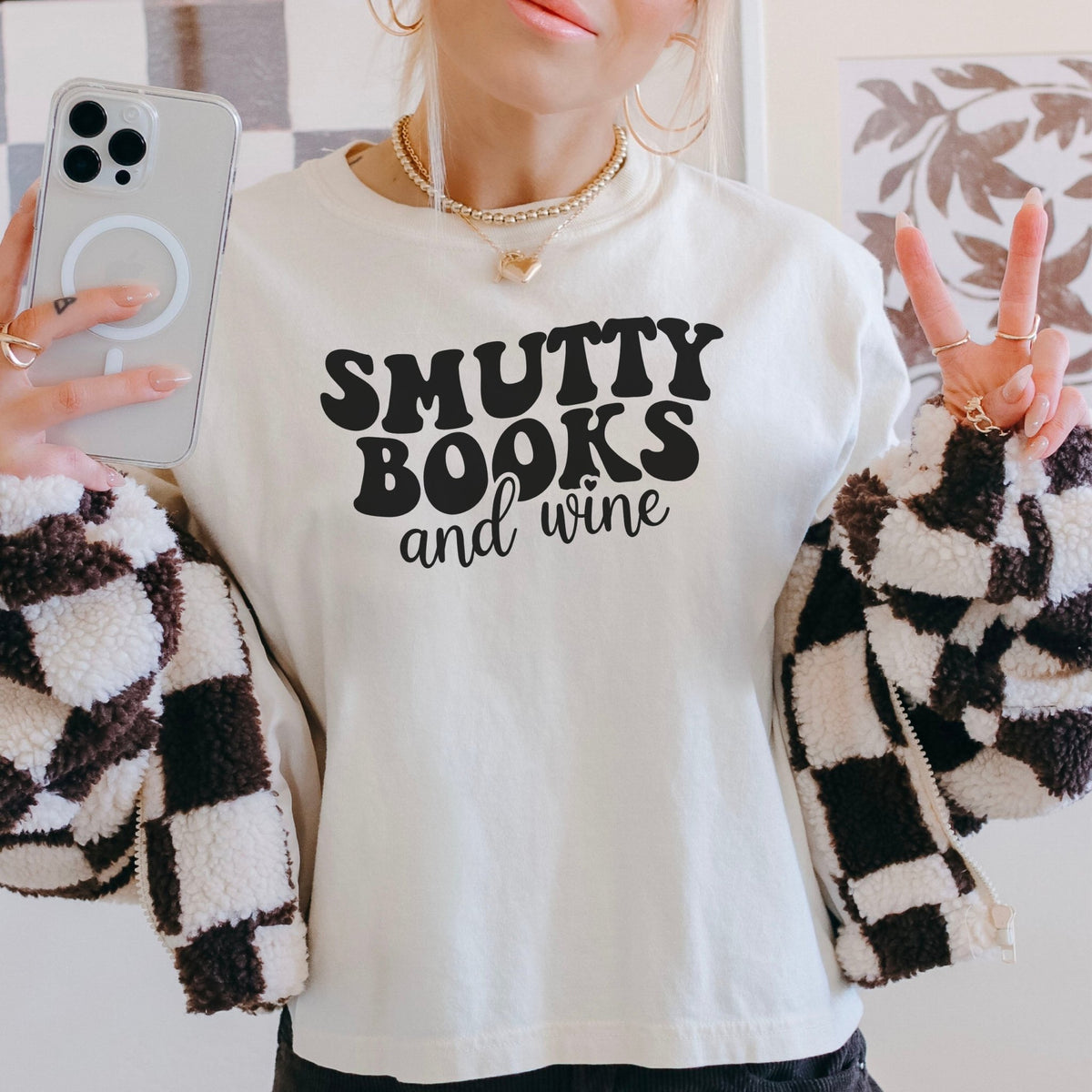 Smutty Books And Wine Heavyweight Boxy Cropped Tee - Starry Skies Austin