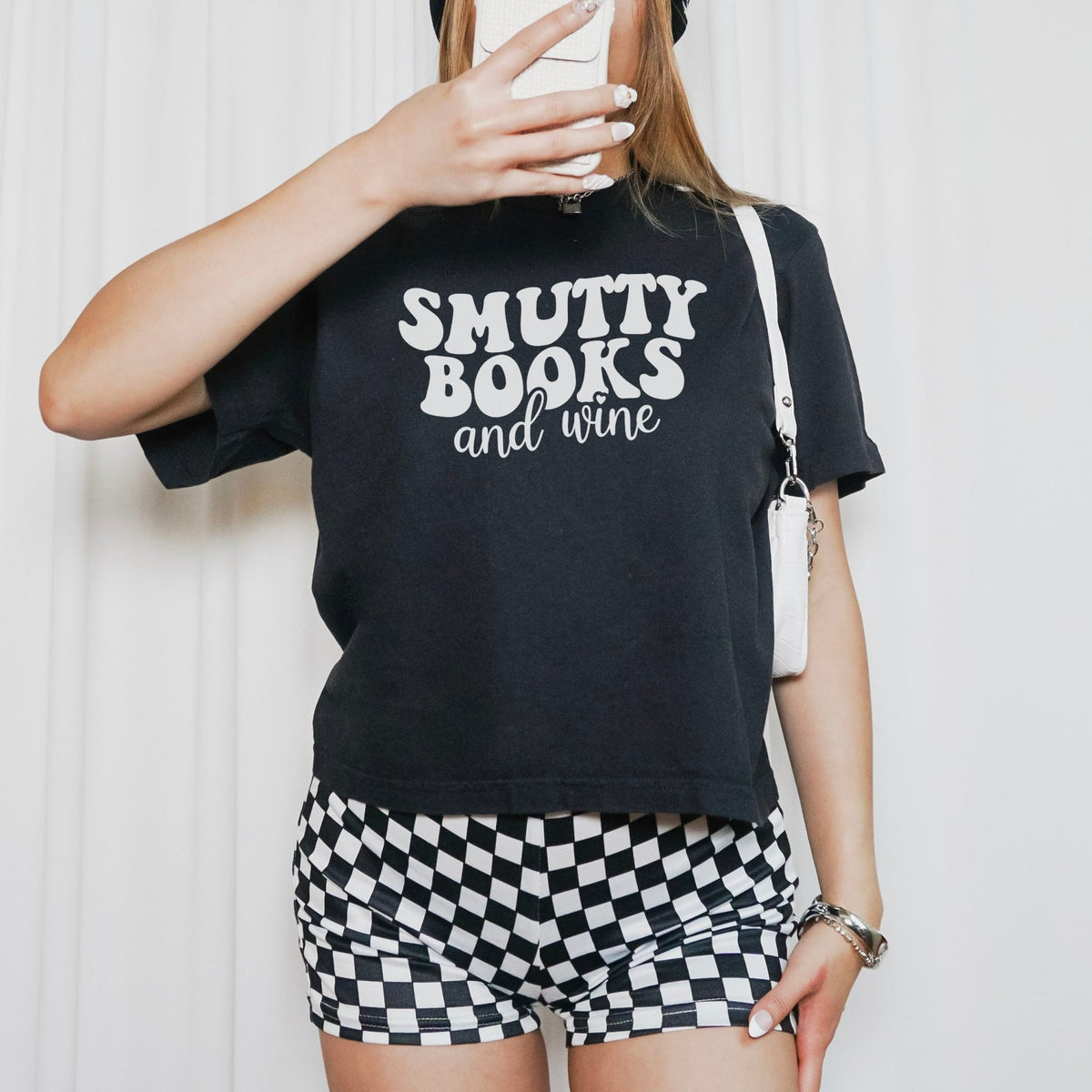 Smutty Books And Wine Heavyweight Boxy Cropped Tee - Starry Skies Austin