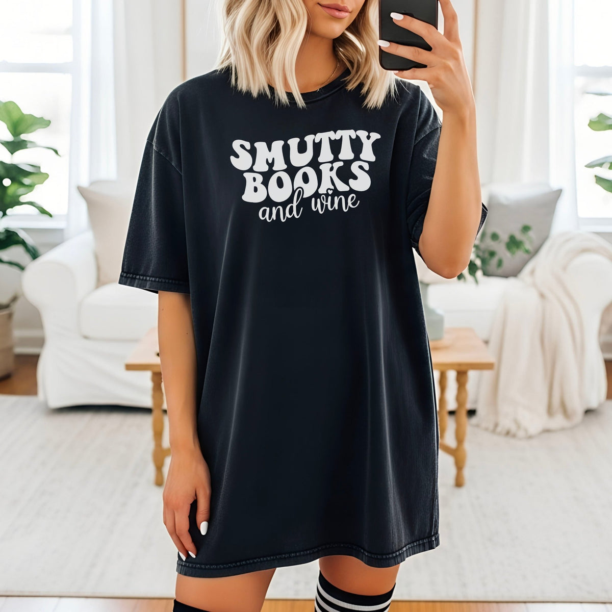 Smutty Books And Wine Heavyweight Comfort Colors Shirt - Starry Skies Austin