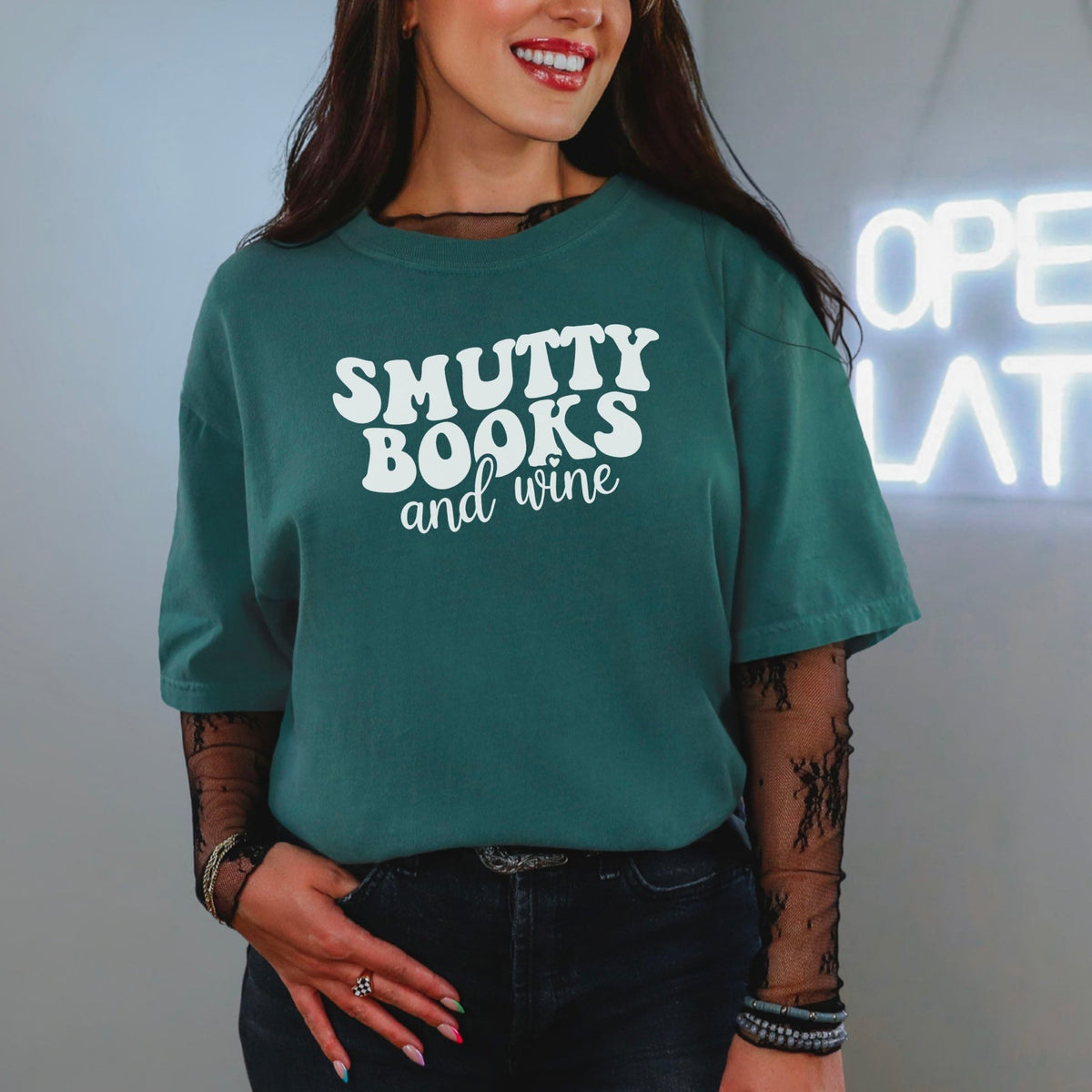 Smutty Books And Wine Heavyweight Comfort Colors Shirt - Starry Skies Austin