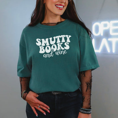 Smutty Books And Wine Heavyweight Comfort Colors Shirt - Starry Skies Austin