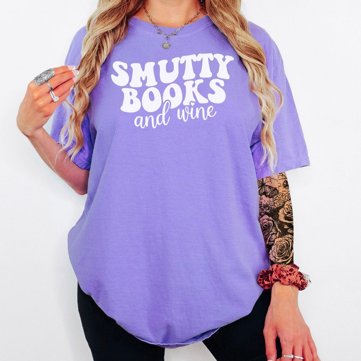 Smutty Books And Wine Heavyweight Comfort Colors Shirt - Starry Skies Austin