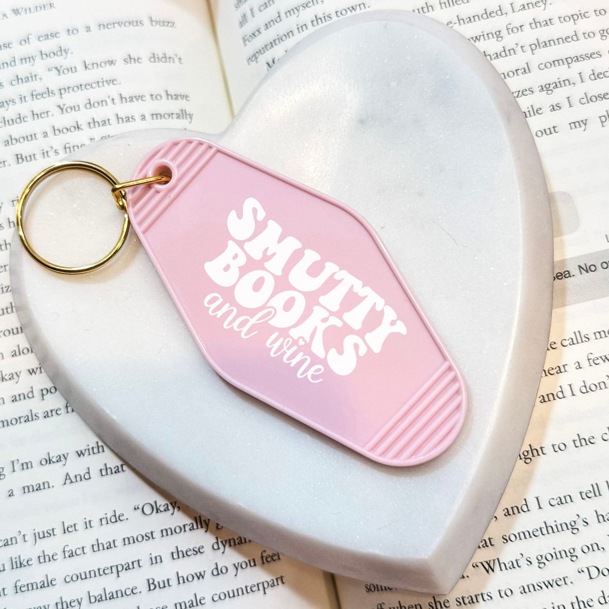 Smutty Books And Wine Motel Style Keychain - Starry Skies Austin