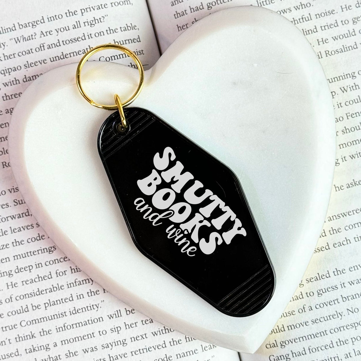Smutty Books And Wine Motel Style Keychain - Starry Skies Austin