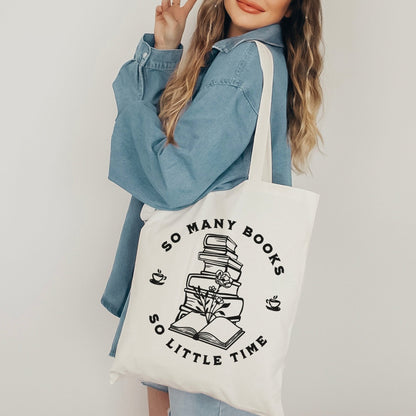 So Many Books So Little Time Canvas Tote Bag | Aesthetic Bookish Cotton Bag for Readers and Book Lovers - Starry Skies Austin