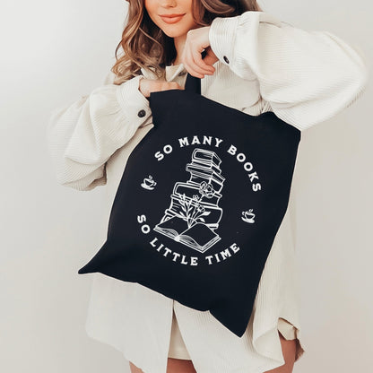 So Many Books So Little Time Canvas Tote Bag | Aesthetic Bookish Cotton Bag for Readers and Book Lovers - Starry Skies Austin