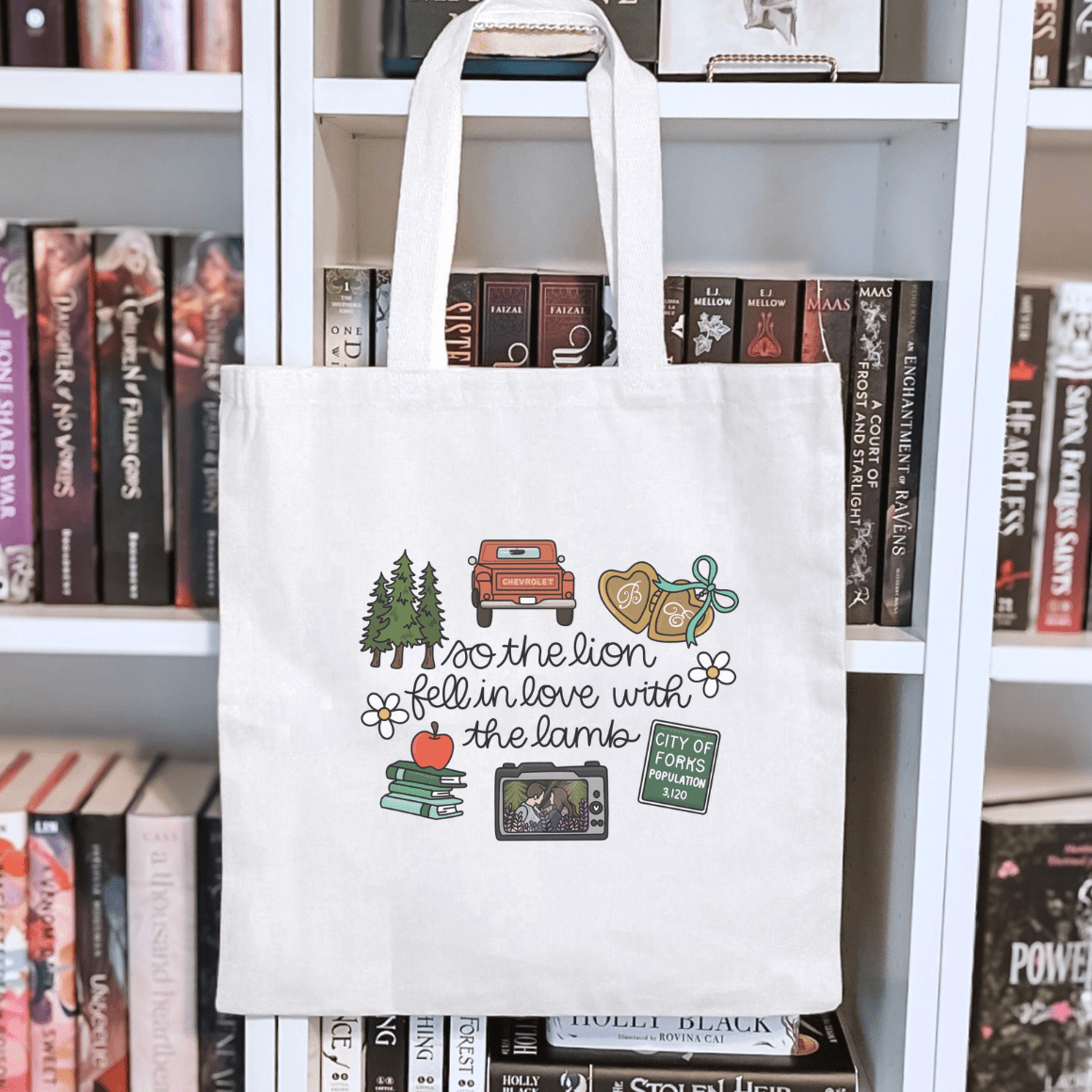 So the Lion Fell in Love with the Lamb Sublimated Canvas Tote Bag - Starry Skies Austin