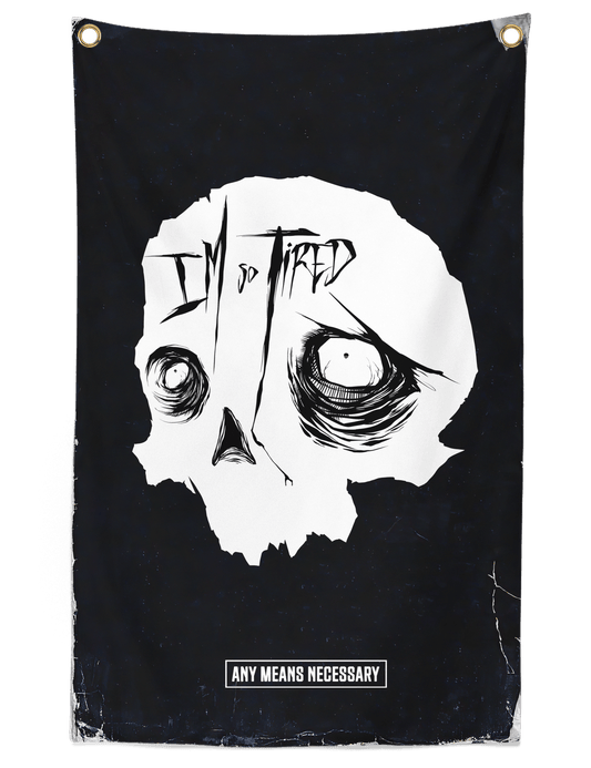 So Tired Banner Black - Starry Skies Austin