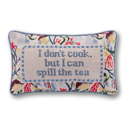 Spill the Tea Needlepoint Pillow - Starry Skies Austin