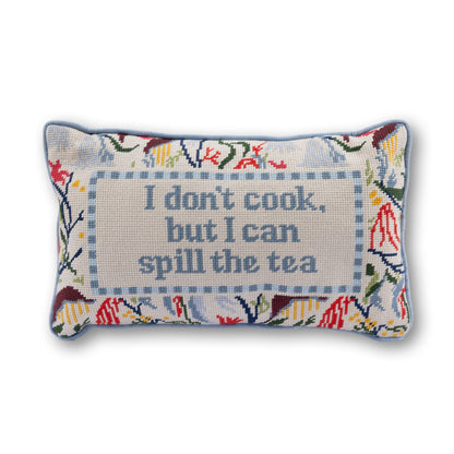 Spill the Tea Needlepoint Pillow - Starry Skies Austin