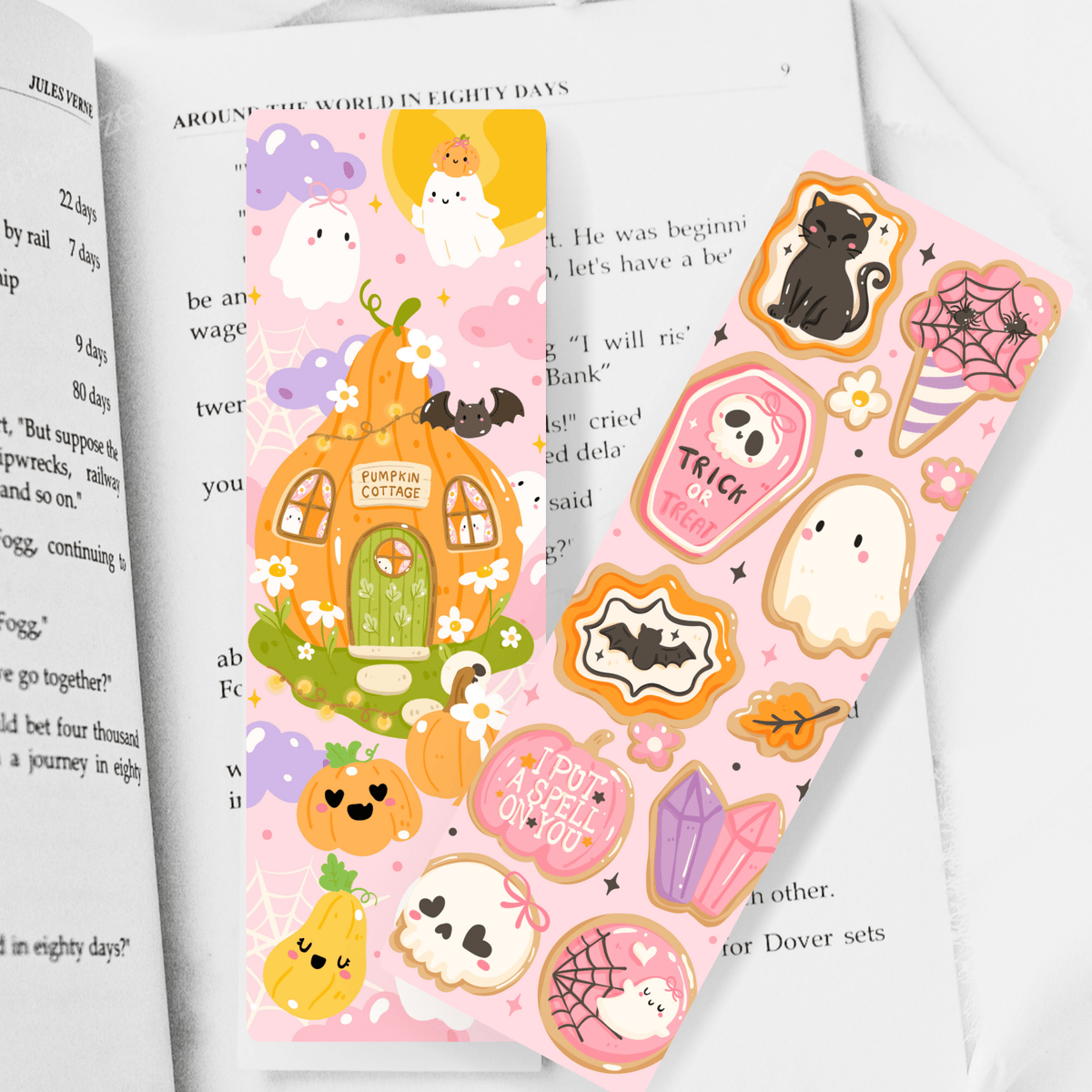 Spooky Cute Cookies Dual-Sided Matte Cardstock Bookmark - Starry Skies Austin
