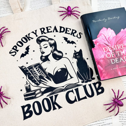 Spooky Readers Book Club Canvas Tote Bag | Eco-Friendly Halloween Bookish Accessory for Book Lovers - Starry Skies Austin