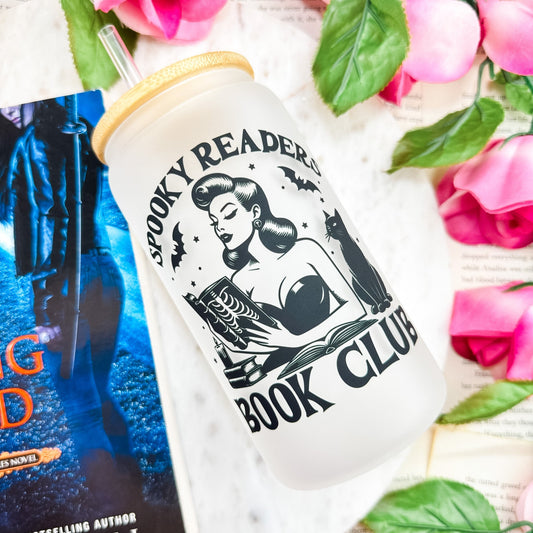 Spooky Readers Book Club Frosted Glass Cup - Starry Skies Austin