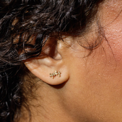 Spooky Script Studs - Starry Skies Austin