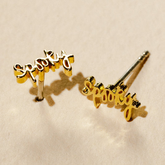 Spooky Script Studs - Starry Skies Austin