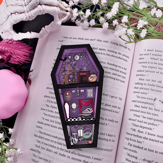 Spooky Season Coffin Star Sparkle Bookmark - Starry Skies Austin