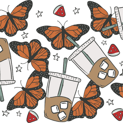 Spring Butterfly Aesthetic Glass Cup, Mug & Tumbler with Lid and Straw - Starry Skies Austin