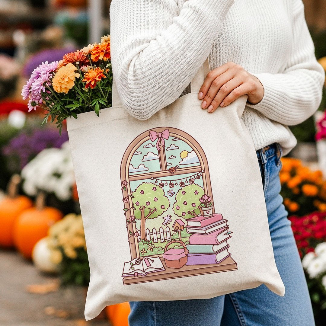 Spring Reading Nook Canvas Tote Bag - Starry Skies Austin