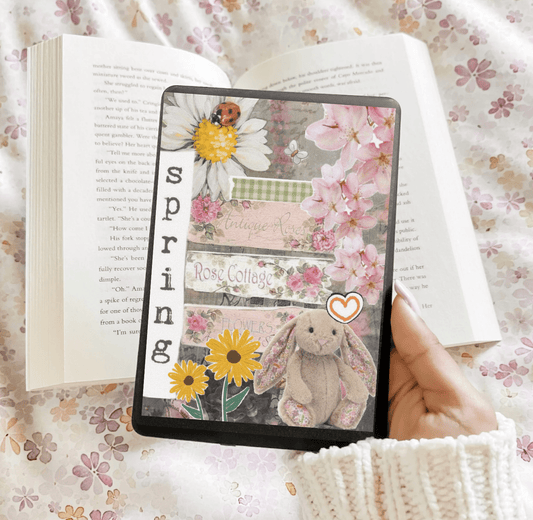 Spring Stuffed Bunny Kindle Insert - Three Sizes - Optional Lamination - Starry Skies Austin
