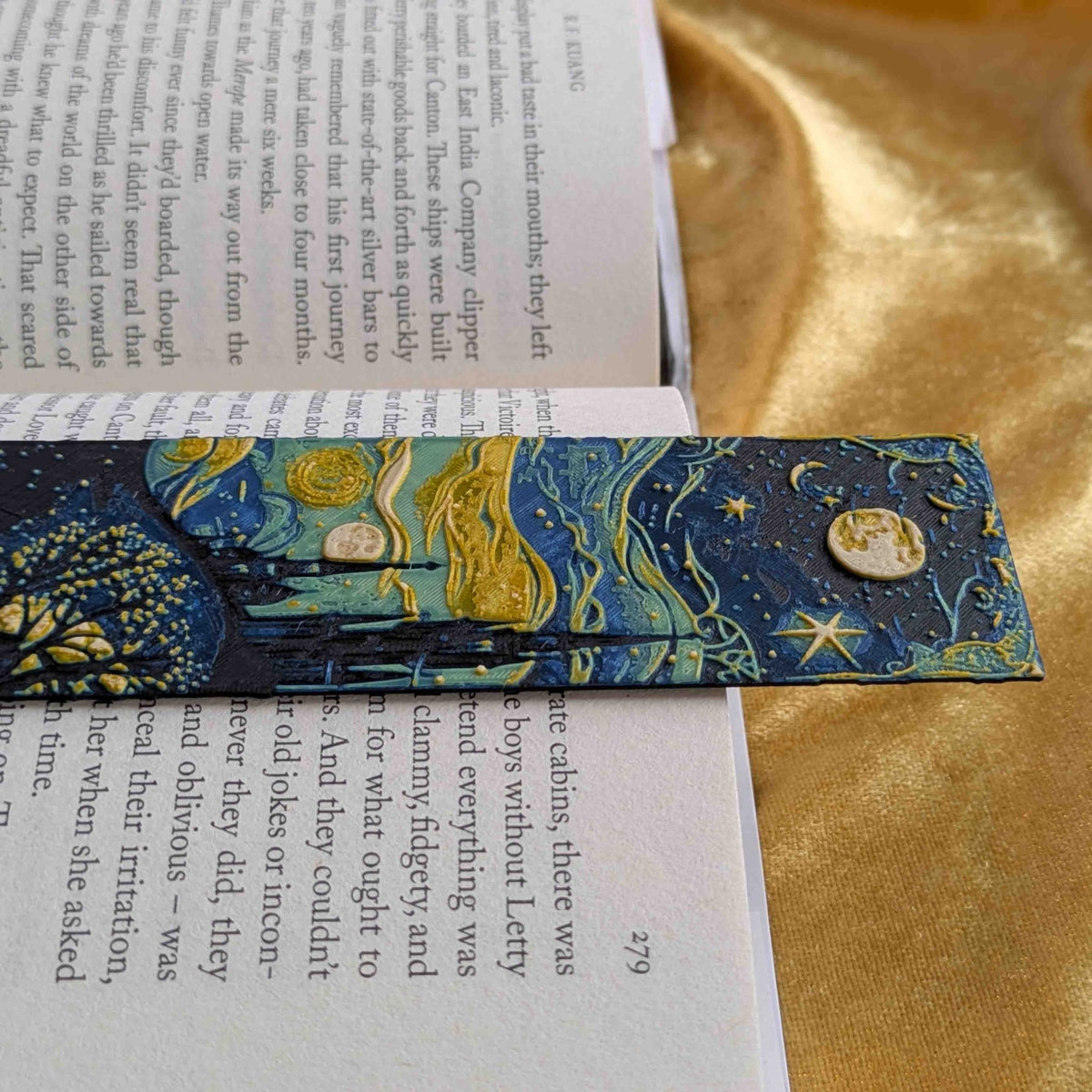 Starry Night Gothic Bookmark, Moonlit Landscape, Slim Art Bookmark - Starry Skies Austin