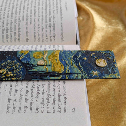 Starry Night Gothic Bookmark, Moonlit Landscape, Slim Art Bookmark - Starry Skies Austin