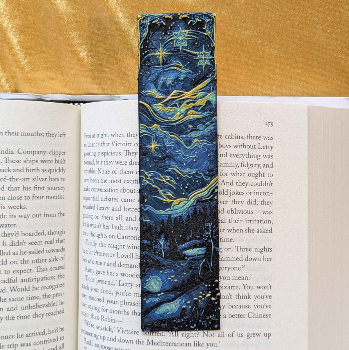 Starry Night Sky Bookmark, Flowing Stars, Slim Art Bookmark - Starry Skies Austin