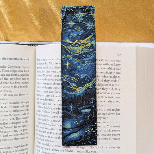 Starry Night Sky Bookmark, Flowing Stars, Slim Art Bookmark - Starry Skies Austin