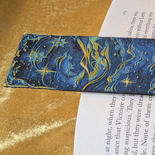 Starry Night Sky Bookmark, Flowing Stars, Slim Art Bookmark - Starry Skies Austin
