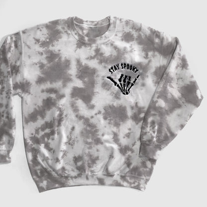 Stay Spooky Tie Dye Embroidered Matching Sweatshirts for Halloween