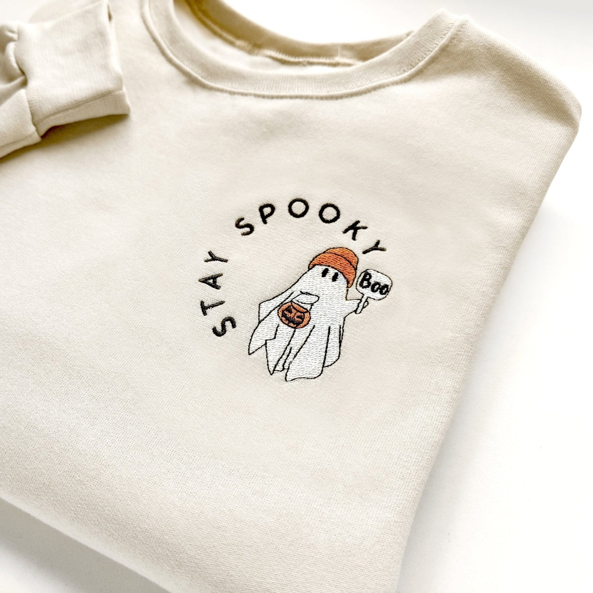 Stay Spooky Ghost Embroidered Matching Sweatshirts - Starry Skies Austin