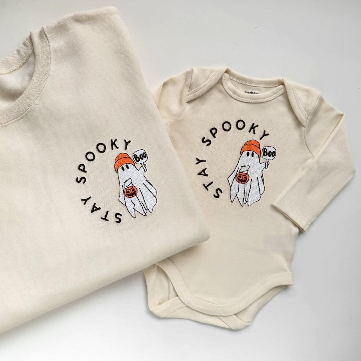Stay Spooky Ghost Embroidered Matching Sweatshirts - Starry Skies Austin