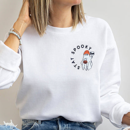 Stay Spooky Ghost Embroidered Matching Sweatshirts - Starry Skies Austin