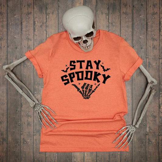 stay spooky halloween shirt | Halloween Skeleton Shirt | Cute Halloween Shirt | Spooky Shirt | Black Bat Shirt | Halloween Gift - Starry Skies Austin