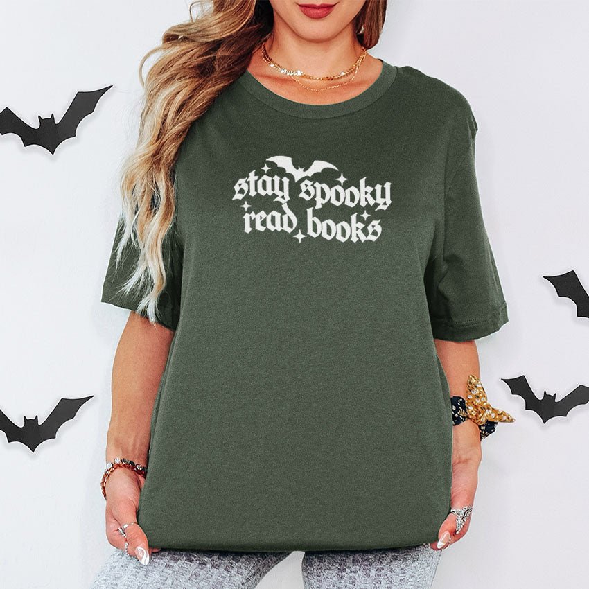 Stay Spooky Read Books Gildan Softstyle Shirt - Starry Skies Austin