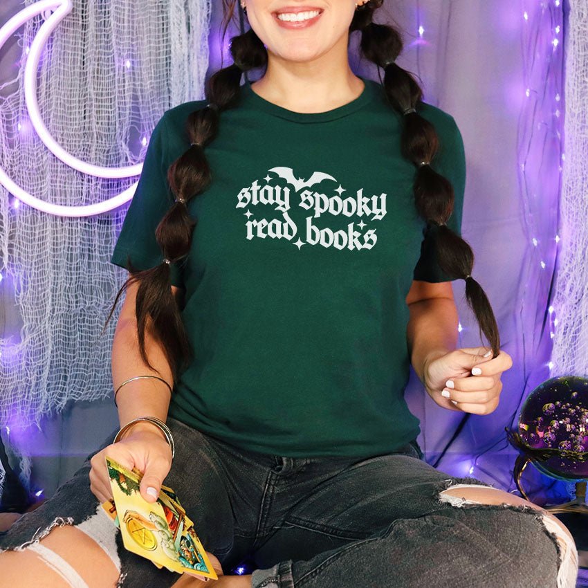 Stay Spooky Read Books Gildan Softstyle Shirt - Starry Skies Austin