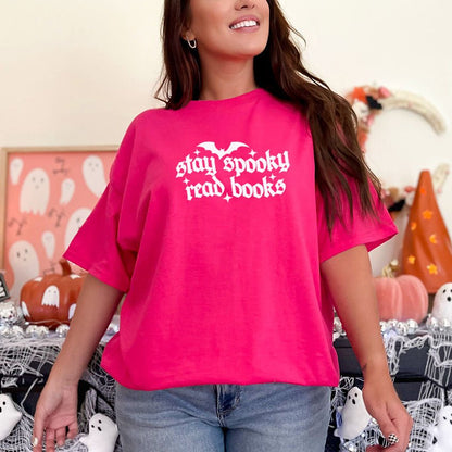 Stay Spooky Read Books Gildan Softstyle Shirt - Starry Skies Austin
