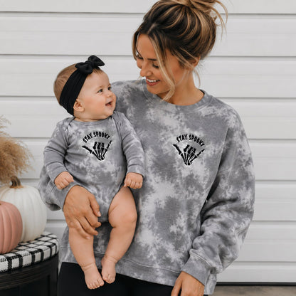 Stay Spooky Tie Dye Embroidered Matching Sweatshirts for Halloween - Starry Skies Austin